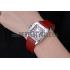 Swiss Cartier Santos White Dial Stainless Steel Case Red Leather Bracelet  622551