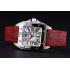 Swiss Cartier Santos White Dial Stainless Steel Case Red Leather Bracelet  622551