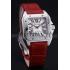 Swiss Cartier Santos White Dial Stainless Steel Case Red Leather Bracelet  622551