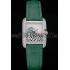 Cartier Tank Anglaise White Tiger Dial Diamonds Steel Case Green Leather Bracelet