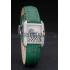 Cartier Tank Anglaise White Tiger Dial Diamonds Steel Case Green Leather Bracelet