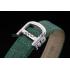 Cartier Tank Anglaise White Tiger Dial Diamonds Steel Case Green Leather Bracelet