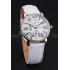 Cartier Ronde Second Time Zone White Dial Stainless Steel Case With Diamonds White Leather Strap  622803