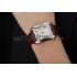 Cartier Tank Anglaise 36mm White Dial Stainless Steel Case Brown Leather Bracelet Replica