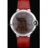 Cartier Ballon Bleu 42mm Brown Dial Stainless Steel Case Red Leather Bracelet Replica