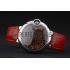 Cartier Ballon Bleu 42mm Brown Dial Stainless Steel Case Red Leather Bracelet Replica