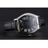 Cartier Tortue Large Date Black Dial Stainless Steel Case Black Leather Strap