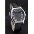 Cartier Tortue Large Date Black Dial Stainless Steel Case Black Leather Strap