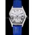 Cheap Cartier Tortue Large Date White Dial Stainless Steel Case Blue Leather Strap