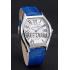 Cheap Cartier Tortue Large Date White Dial Stainless Steel Case Blue Leather Strap