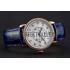 Cartier Ronde Solo White Dial Diamond Bezel Rose Gold Case Blue Leather Strap