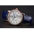 Cartier Ronde Solo White Dial Diamond Bezel Rose Gold Case Blue Leather Strap