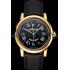 Cheap Swiss Cartier Rotonde Annual Calendar Black Dial Gold Case Black Leather Strap