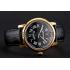 Cheap Swiss Cartier Rotonde Annual Calendar Black Dial Gold Case Black Leather Strap