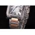 Cartier Tank Anglaise 36mm Silver Dial Diamonds Steel Case Two Tone Bracelet Replica