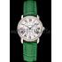 Cartier Ronde White Dial Diamond Bezel Stainless Steel Case Green Leather Strap