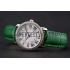 Cartier Ronde White Dial Diamond Bezel Stainless Steel Case Green Leather Strap