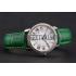 Cartier Ronde White Dial Diamond Bezel Stainless Steel Case Green Leather Strap