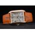 Cartier Tank Anglaise 36mm White Dial Gold Case Orange Leather Bracelet