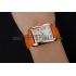 Cartier Tank Anglaise 36mm White Dial Gold Case Orange Leather Bracelet