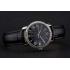 Cartier Ronde Black Dial Diamond Bezel Stainless Steel Case Black Leather Strap