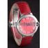 Cartier Ballon Bleu Silver Bezel with Red Dial and Red Leather Band   621556