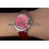 Cartier Ballon Bleu Silver Bezel with Red Dial and Red Leather Band   621556