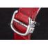 Cartier Ballon Bleu Silver Bezel with Red Dial and Red Leather Band   621556