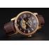 Swiss Cartier Rotonde Small Complication Brown Dial Gold Diamond Case Brown Leather Strap Replica