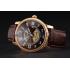 Swiss Cartier Rotonde Small Complication Brown Dial Gold Diamond Case Brown Leather Strap Replica