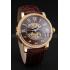 Swiss Cartier Rotonde Small Complication Brown Dial Gold Diamond Case Brown Leather Strap Replica