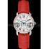 Replica Cartier Ronde White Dial Diamond Bezel Stainless Steel Case Red Leather Strap