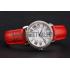 Replica Cartier Ronde White Dial Diamond Bezel Stainless Steel Case Red Leather Strap