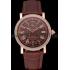 Cartier Rotonde Brown Dial Gold Case With Jewels Brown Leather Strap  622759 Replica