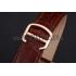 Cartier Rotonde Brown Dial Gold Case With Jewels Brown Leather Strap  622759 Replica