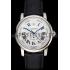 Swiss Cartier Rotonde Annual Calendar White Dial Stainless Steel Case Black Leather Strap