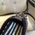 Chanel Stripe White Shoulder Bag Le Boy Lambskin