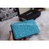 Chanel Calfskin Purse Wallet Cyan Camellia Pattern Blue