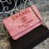 Cheap Chanel Embroidery Pink Wallet Canvas Purse