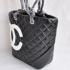 Chanel Cambon bags 25167 Black Lambskin Small Handbag Replica