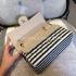 Chanel 2way Stripe White  Flap Genuine Leather