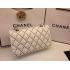 Quality Chanel Leather Rivet White Handbag  Flap