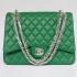 Chanel  Flap bags 01116 Green Lambskin Medium Handbag