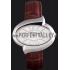 Replica Chopard  Silver Bezel with White Dial and Brown Leather Strap  621546