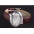 Replica Chopard  Silver Bezel with White Dial and Brown Leather Strap  621546