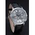 Emporio Armani  Chronograph Silver Dial Black Leather Bracelet  622339