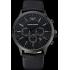 Emporio Armani  Chronograph Black Dial Black Leather Bracelet  622340 Replica