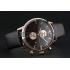 Emporio Armani  Chronograph Black Dial Rose Gold Case Black Leather Bracelet  622333