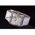 Franck Muller Master Square Diamond Encrusted Stainless Steel Bezel White Croco Bracelet 80284