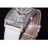 Franck Muller Master Square Diamond Encrusted Stainless Steel Bezel White Croco Bracelet 80284